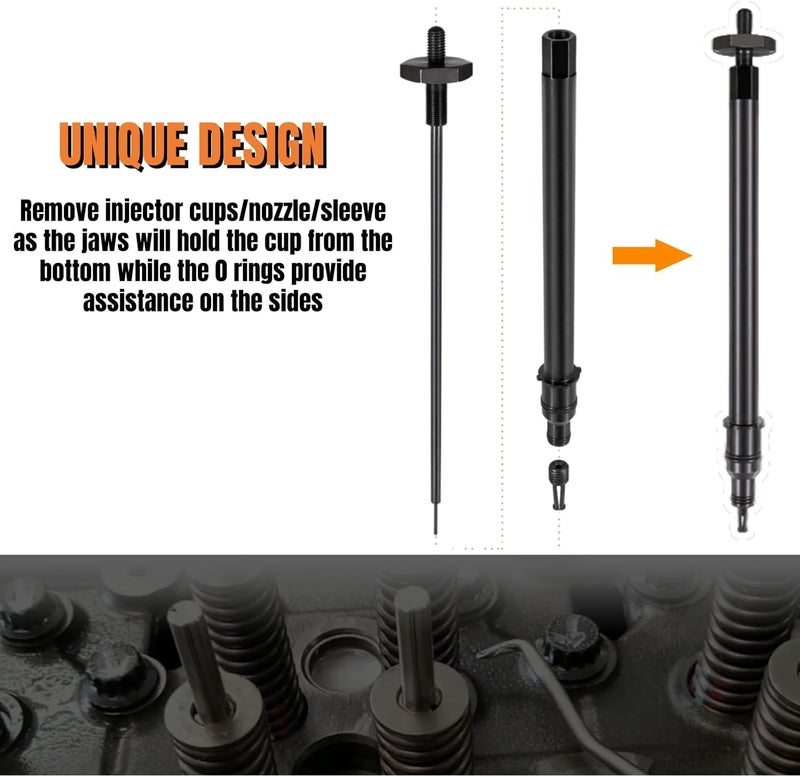 Mustrod Injector Cup Nozzle Tube Remover and Installer Tool Replacement for Detroit Diesel DD13 DD15 DD16 J-47388-A W470589000700 MH064002 - Image 4